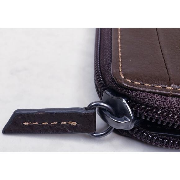 NWOT FOSSIL Lufkin Men's Brown Leather Zip Around Bifold Wallet - Picture 5 of 13